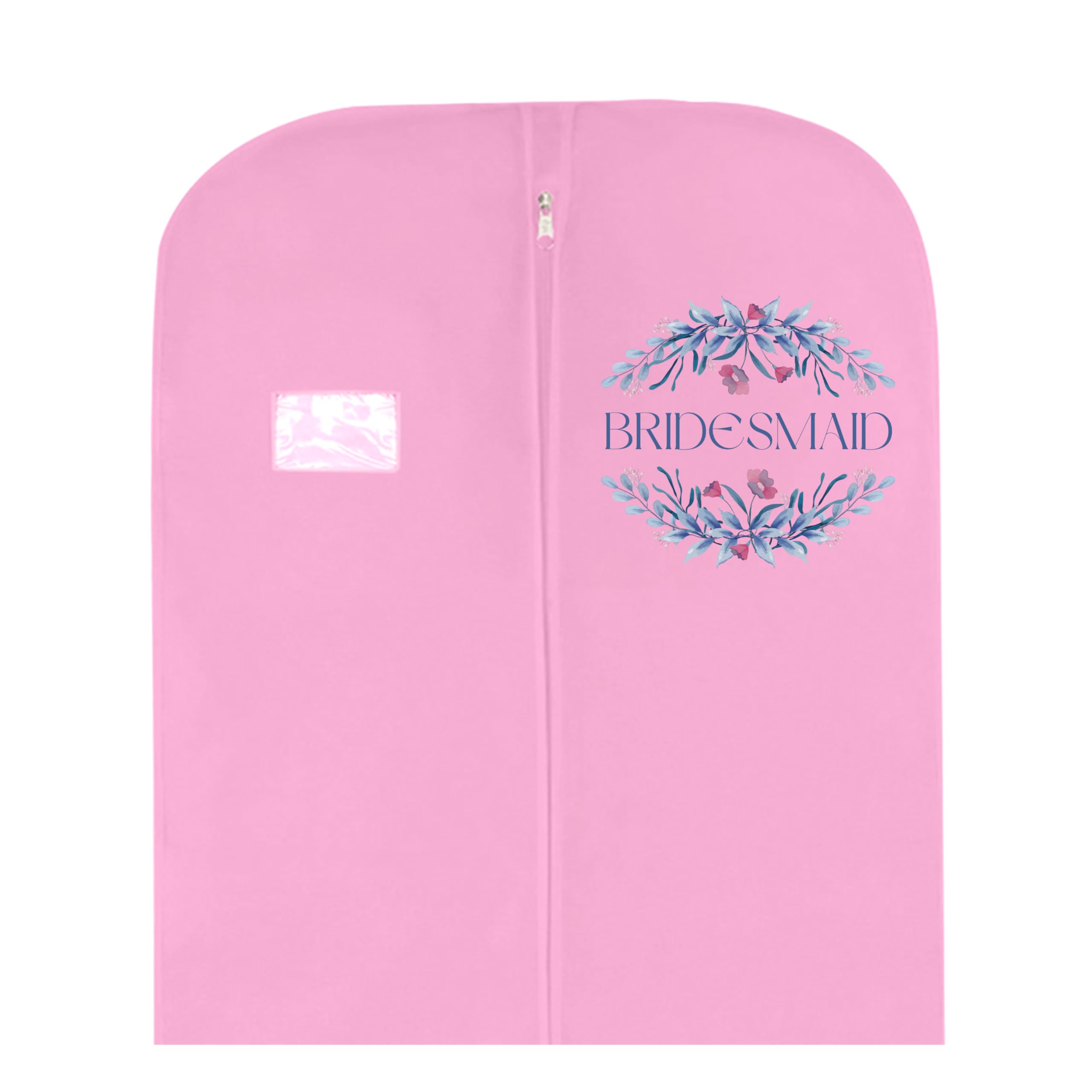 Garment Guardians Girls Bridesmaid's Logo On Pink Bag Bridal Gown Garment Bag - Printed Wedding Dress Bag | Long Dress Covers For Bride & Bridesmaids | Breathable Clothes Bag For Storage & Travel (Bridesmaid's Logo On Pink Bag)