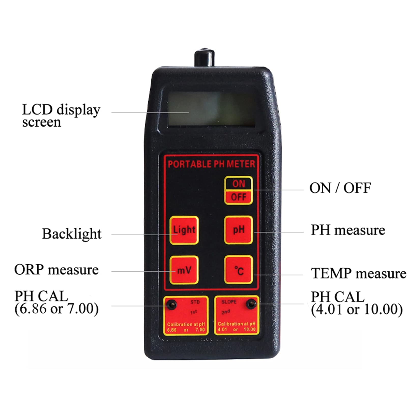 Monitor Digital de Temperatura de PH ORP ORP 3 en 1 Probador de Calidad de Agua Potable de Acuario Medidor de ORP de PH de sonda BNC reemplazable, Utilizado en Laboratorios,acuicultura