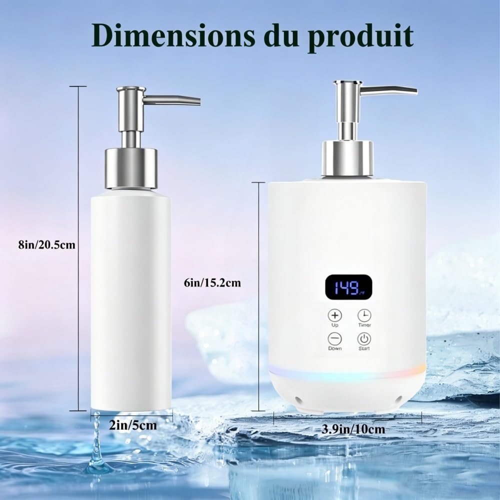 Chauffe-huile de massage avec deux distributeurs à pompe, écran LED, pour spa et salon (Blanc)