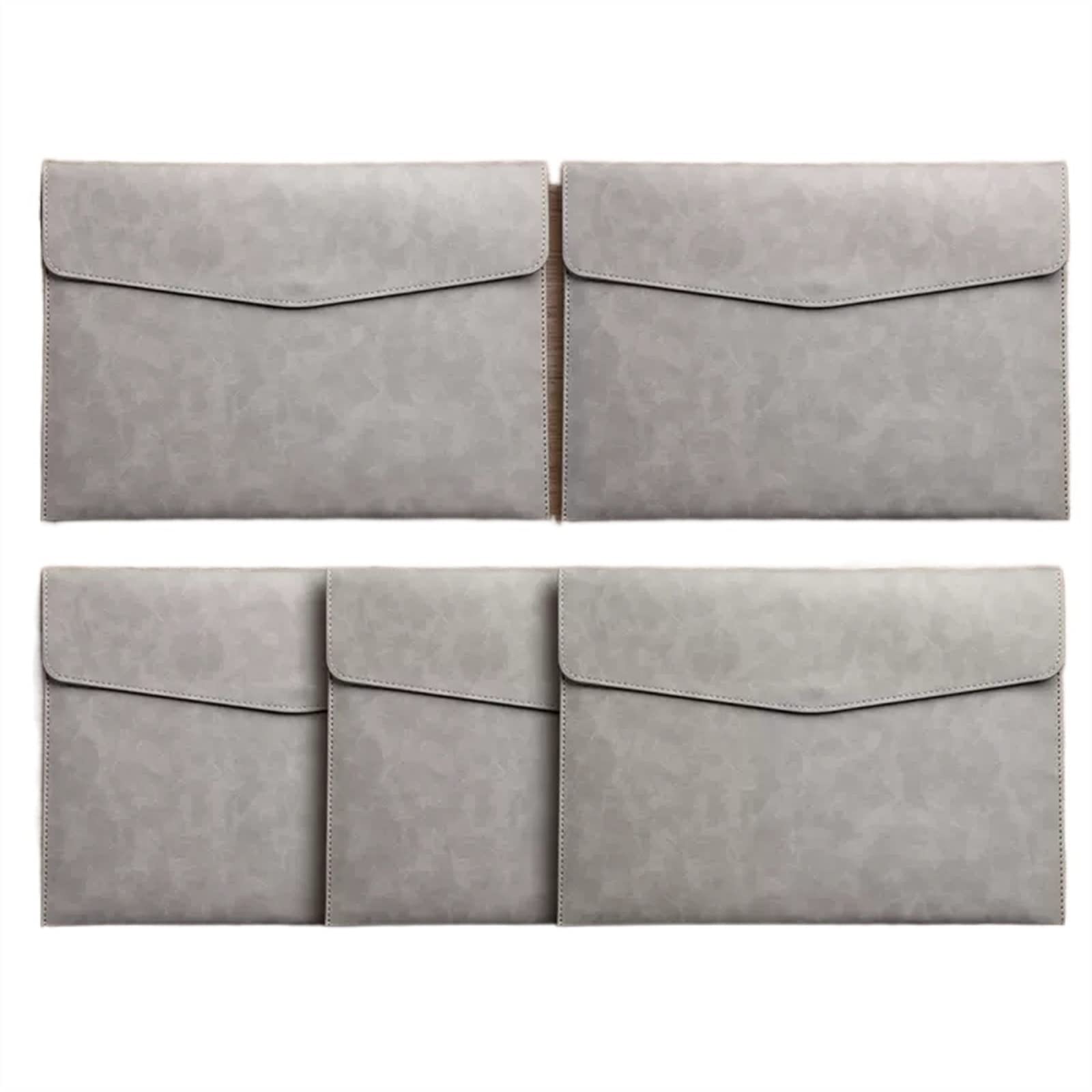 Cartella per conferenze in Ecopelle, Cartella Portadocumenti espandibile in Pelle for Fogli A4 con Bottone a Pressione, Confezione da 5, Multicolore(Gris)