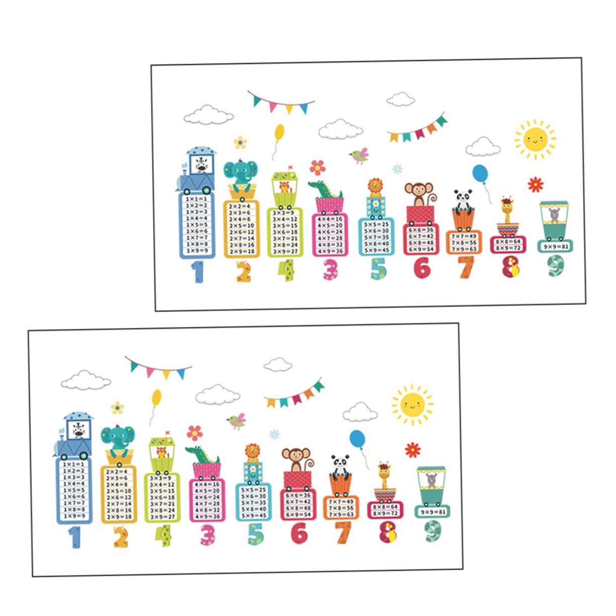 BESTonZON 4sätze Tier Wandsticker Multiplikationstabelle Wandaufkleber Für Kinderzimmer Dekorative Wandtattoos Für Frühkindliche Bildung Und Raumgestaltung Aufkleber