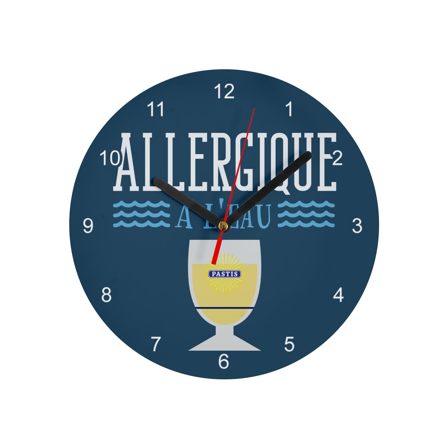 Horloge murale Pastis en verre bleu 20 cm idéale pour animer vos apéros et soirées