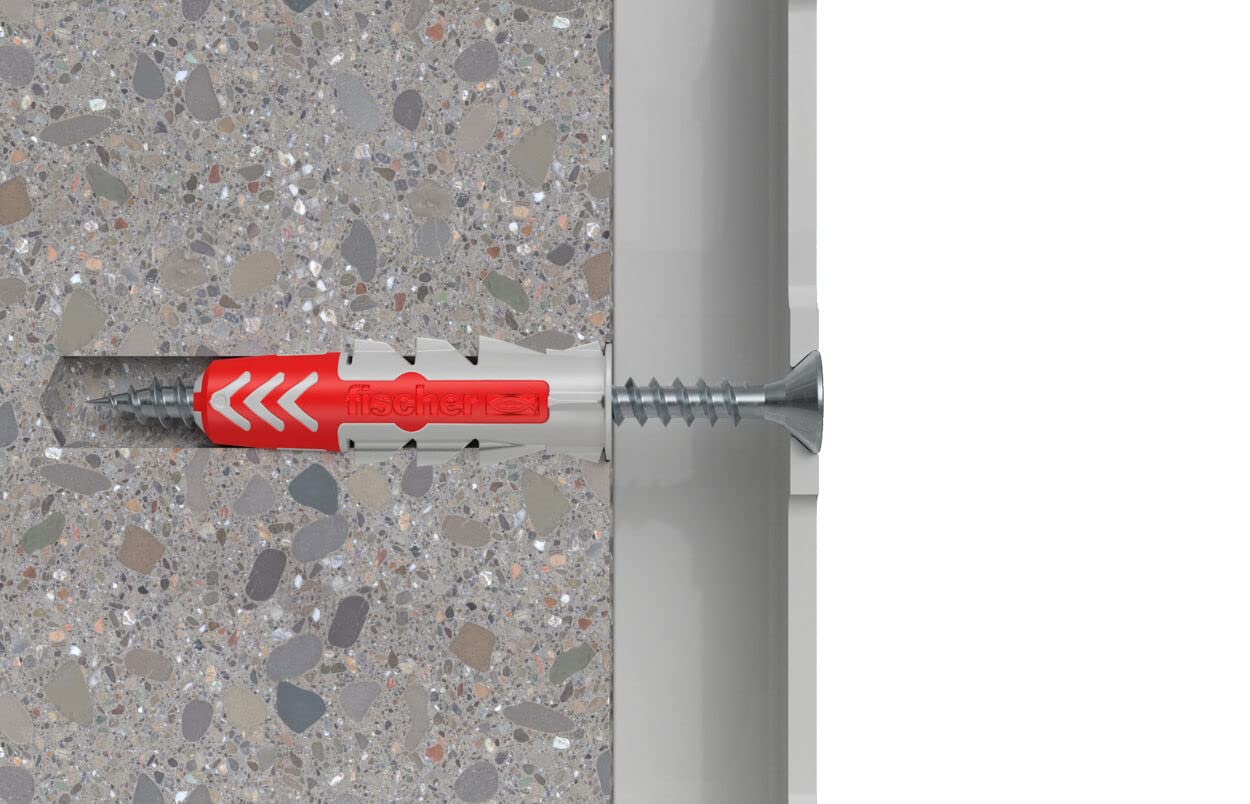 Fischer 541746 Dowel With Short Hook Duopower, Grey/Red, 25 Pz, Set Of 25 Pieces