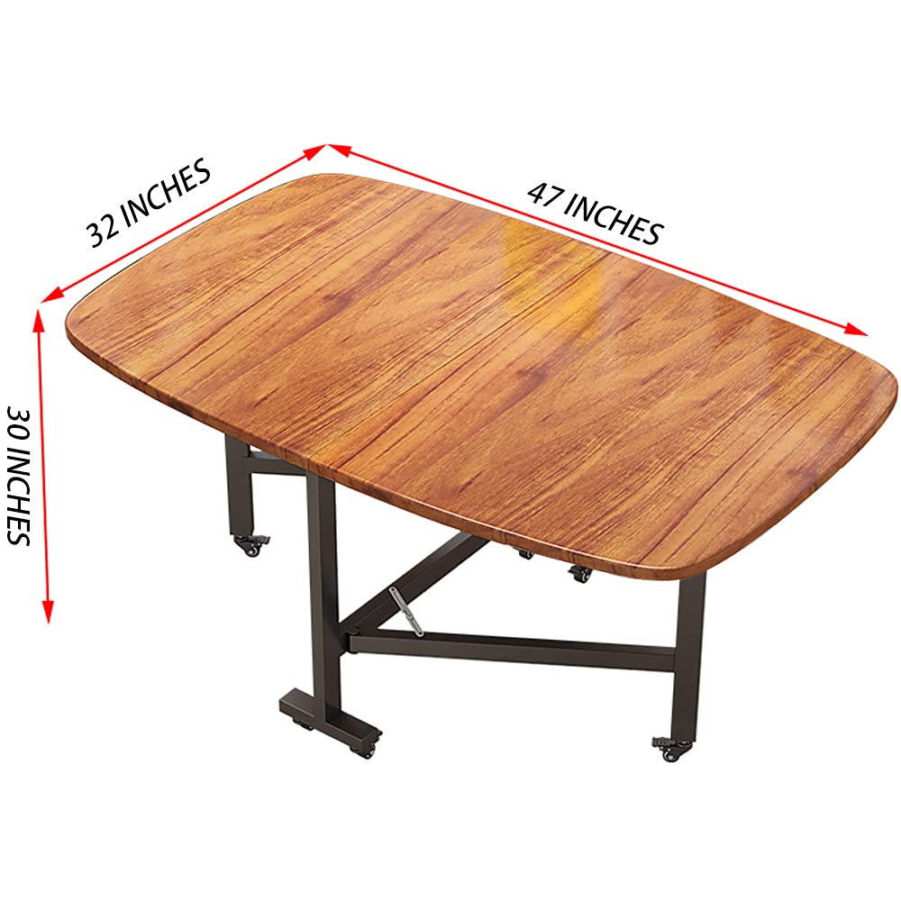 Rukulin Foldable Kitchen Table Dining Room Table Mobile Space Saving