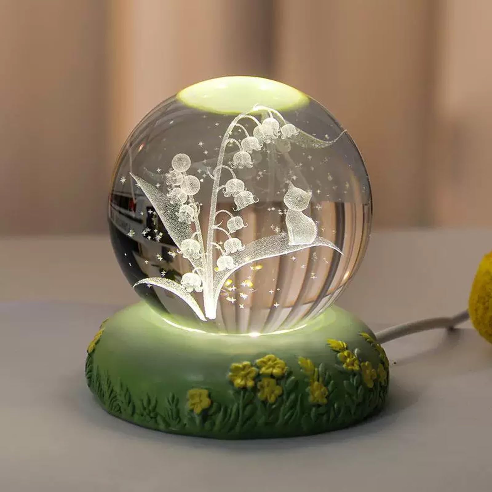 ATCKCALB 3D Ocean Resin Night Light with Wooden Base, RGB Lighting. Nice Decor and Ocean-Themed Gift for Home use(Colorful Light,6CM/2.4IN_D)