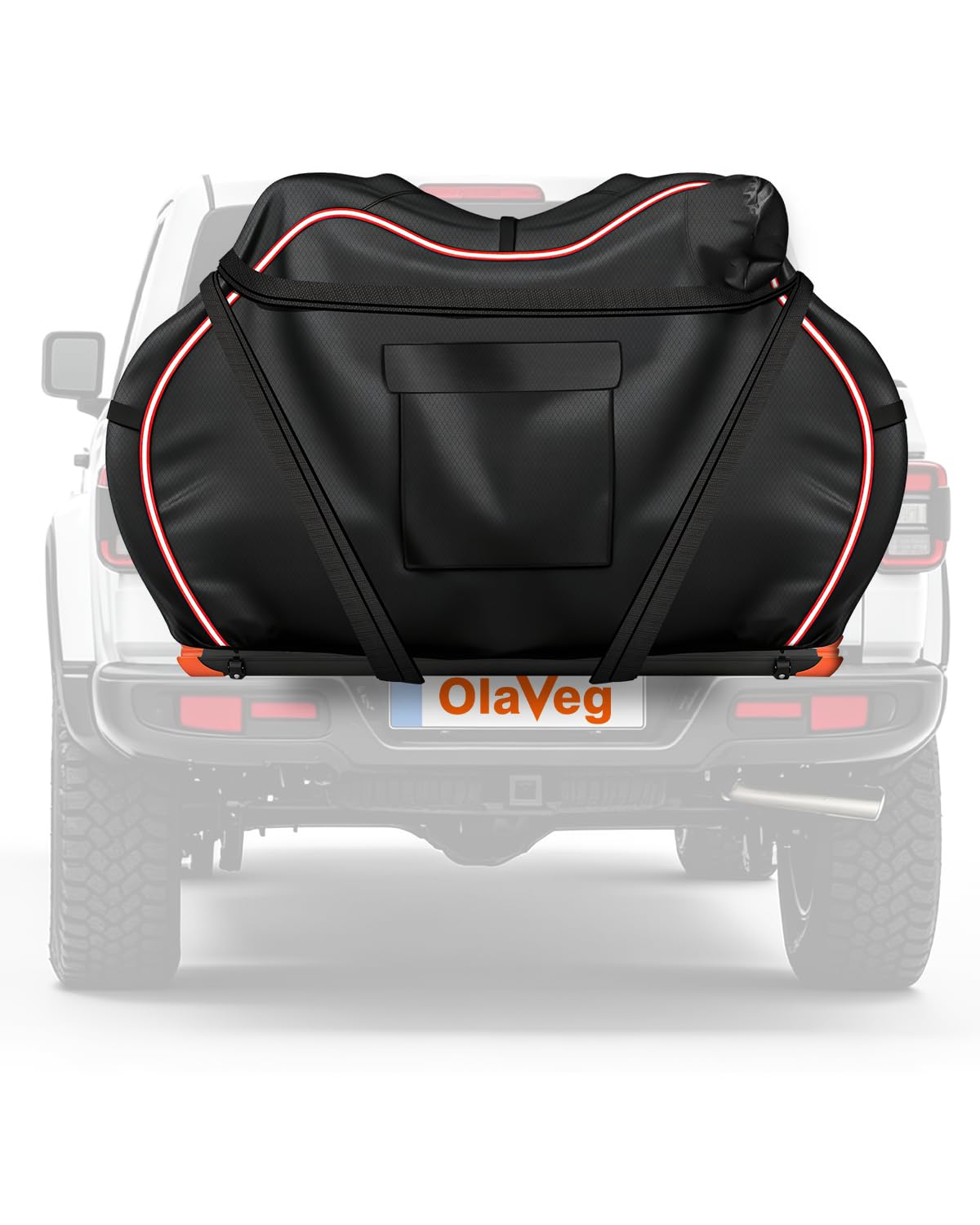 OlaVeg 600D Series Bike Cover for 2 Bikes, Bicycle Cover for Car Rack E Bike Covers Transport Tear-resistant with Handlebar Protector and Back Slit