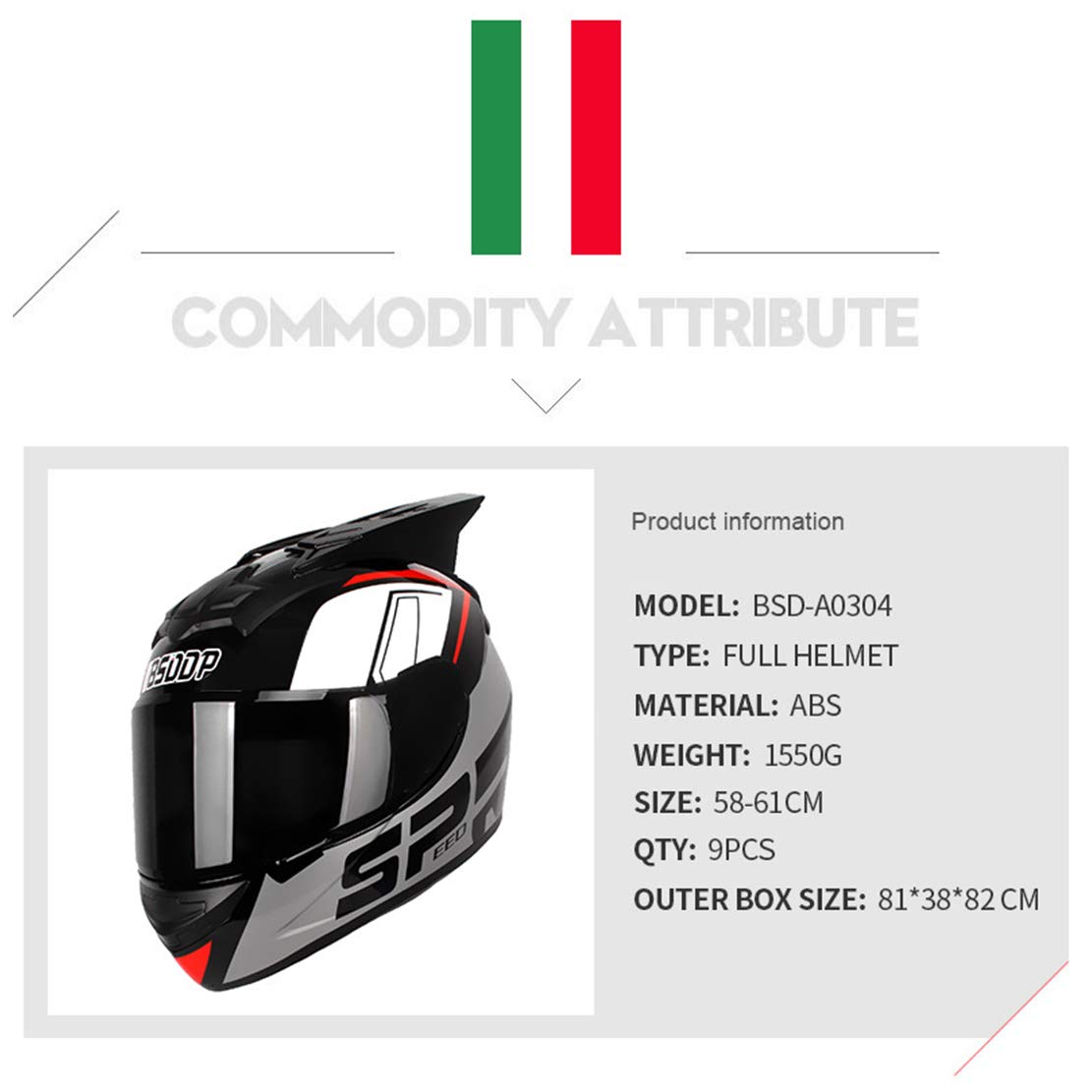 ATK Kask motocyklowy w pełni zakryty z osłoną przeciwsłoneczną, zdejmowana podszewka, łatwy do czyszczenia, dla mężczyzn i kobiet, SPR, srebrny