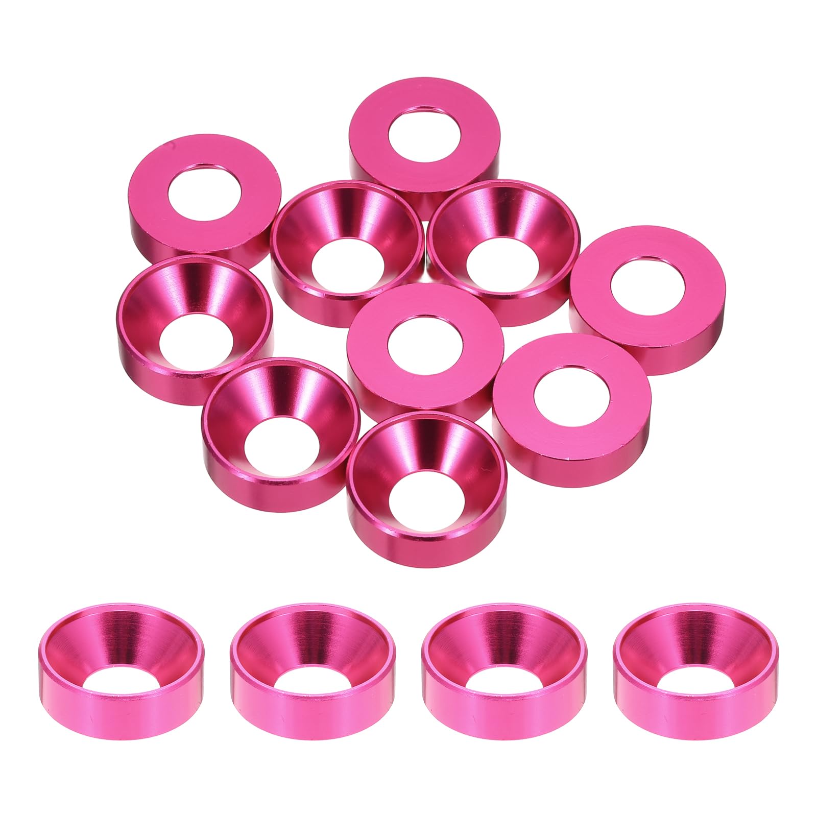 sourcing map 10pcs M10 Counterbore Washers, 22mm/0.87inch Anodized Aluminum Alloy, Head Gaskets for Screw RC/FPV/PC/Drone Accessories Parts, Rose Red โ image 1