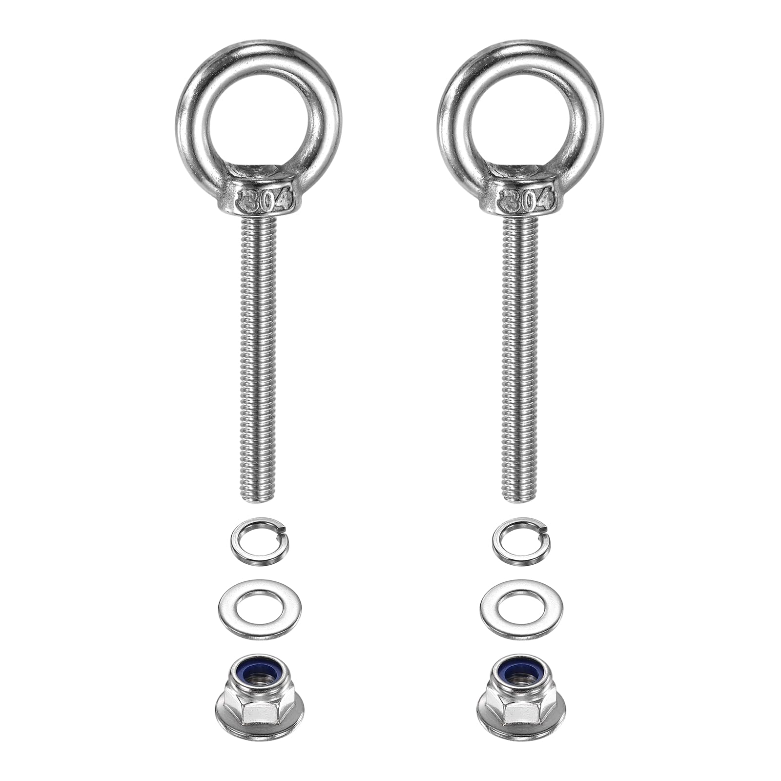 PATIKIL M5 X 40mm Bullone Ad Occhiello Con Spalla 2 Pezzi 304 Acciaio Inossidabile Anello Di Sollevamento Bullone Ad Occhiello Filettato Con Dadi A Flangia Di Bloccaggio Molle Interno