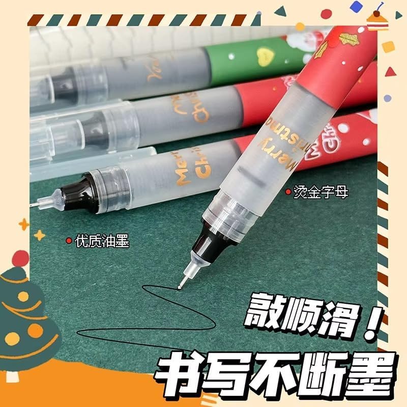 Image of Amitasha Black Pen, 0.5mm Rollerball Pens Fine Point Black Roller Ball Liquid Ink Pen Christmas Gift for Students Writing Note Taking Educational Gifts