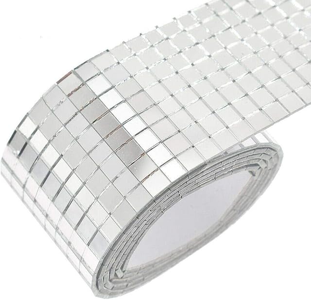 ADHG Mirrors Mosaic Tiles Self-Adhesive Sticker Mini Square Glass Decorative Craft DIY Accessory 1600 Pieces(size:4cm*100cm)