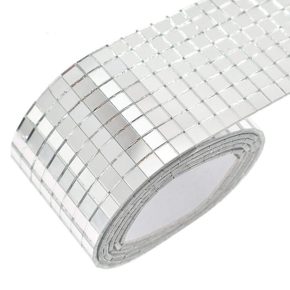 Mosaico A Specchio Autoadesivo 1464 Pezzi | Tessere Quadrate 5x5 Mm In Vetro Argentato | Rotolo Fai-da-te Per Decorazioni Bagno, Cucina, Mobili E Artigianato