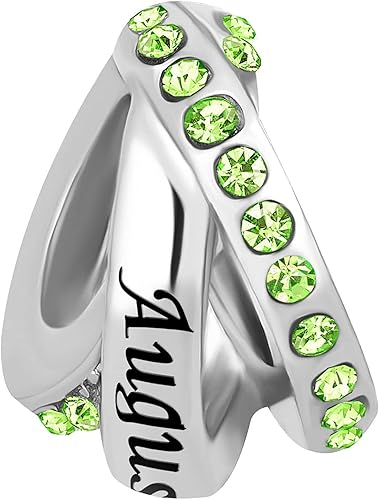 Vista 2 de NARTGO Enero-Diciembre 12 Meses Colores Piedra Natal Feliz Cumpleaños Dije Compatible con Pulseras de Dijes Pandora