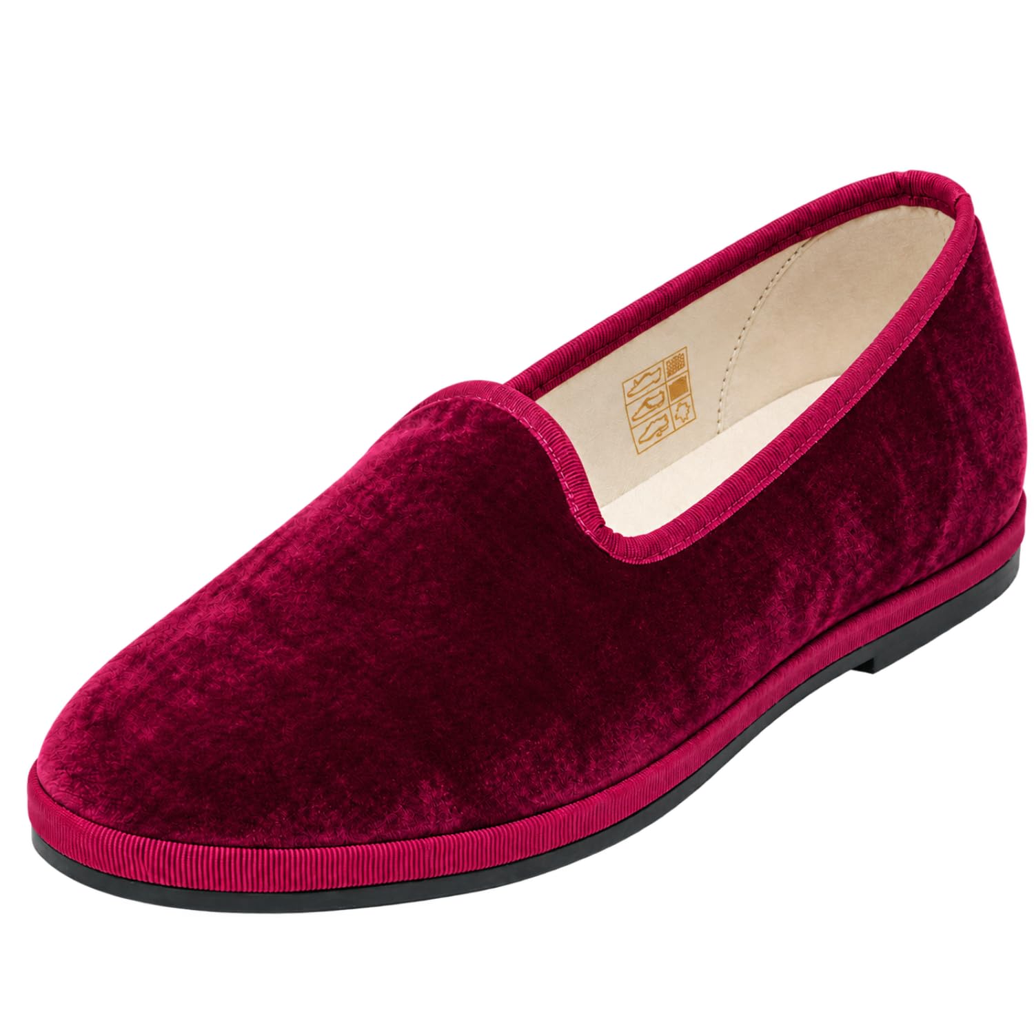 Friulane Donna in Velluto di Cotone, Fodera 100% Cotone, Sottopiede Imbottito, Suola Vera Gomma, Made in Friuli