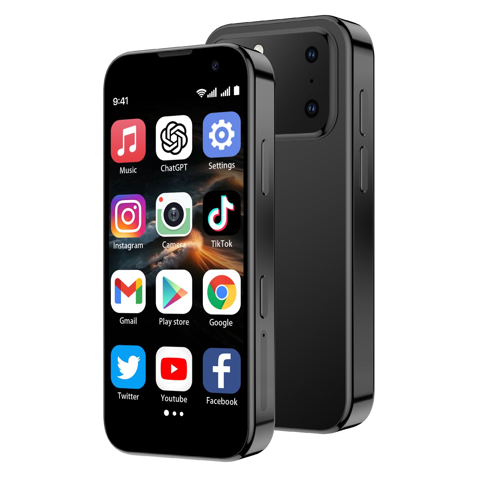 Mini Smartphone 3.0" Unlocked Mini Phone World's Smallest Android Phone | WiFi APP Download/GPS/Face ID/Expandable memory/Camera/Video Call,Phone for Travel Backup&Digital Detox,Gift for Kid,Black