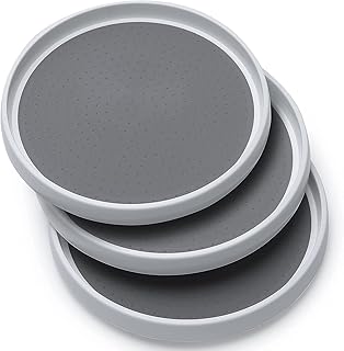 Rarapop 3 Pack Non Skid Lazy Susan Turntable Display Stand, 12-Inch Rotating Spice Rack Spinning Organizer for Cabinet, Pa...