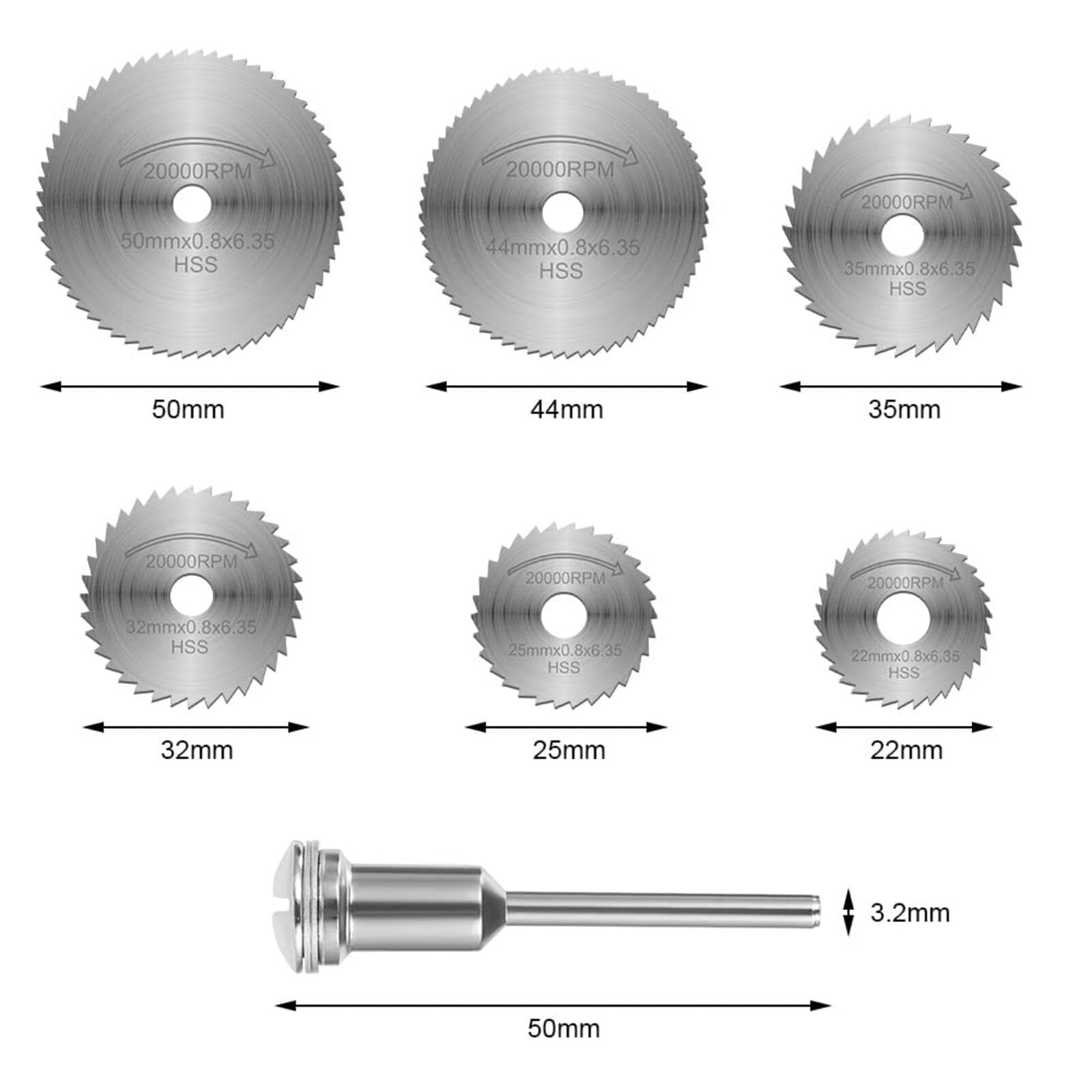 Set da 44 pezzi di dischi da taglio rinforzati in fibra di vetro per utensili rotanti, compatibili con lame per seghe Dremel 426, dischi da taglio diamantati, lame per seghe circolari HSS con alberi