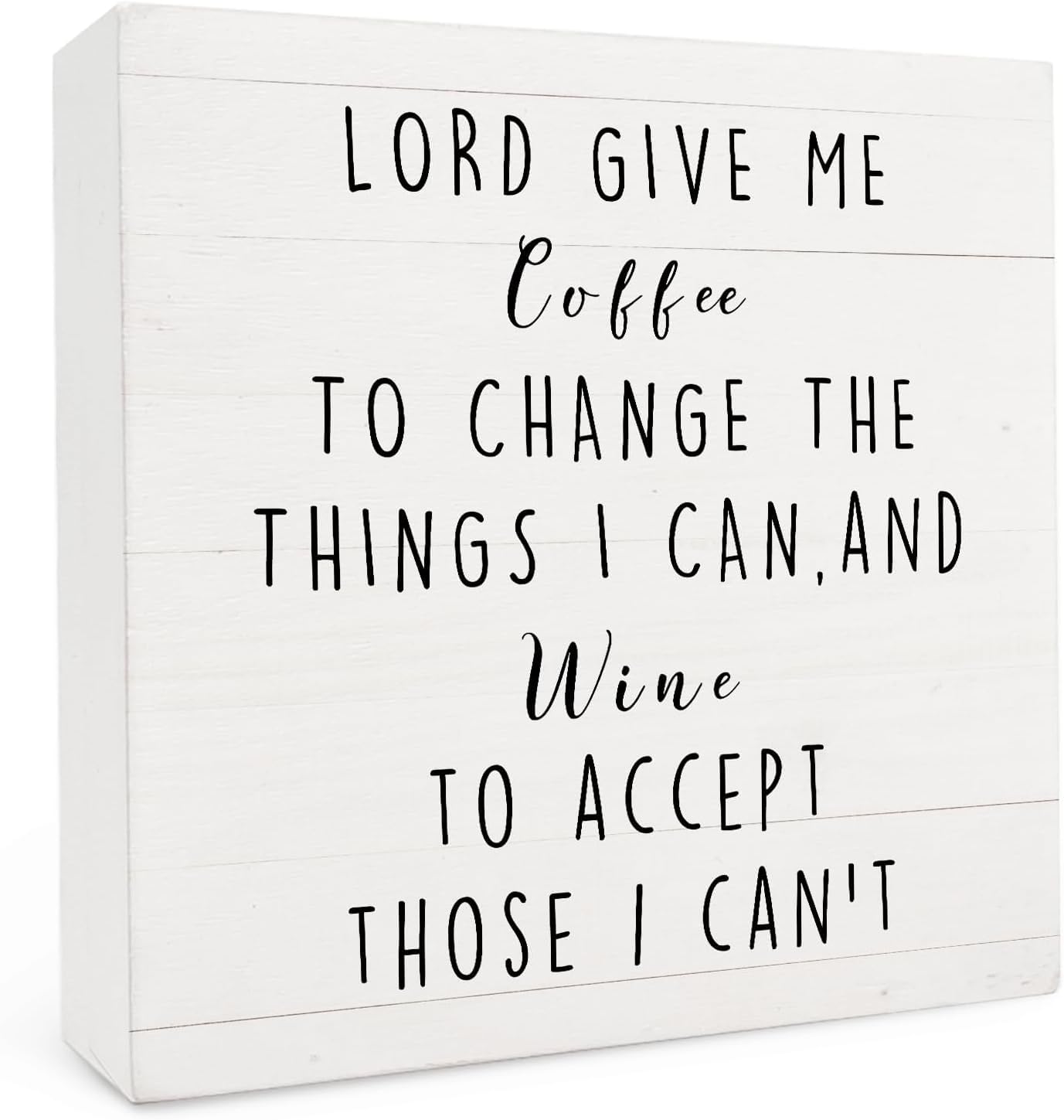 Lord Give Me Coffee To Change The Things I Can Wood Box Sign Rustic Wood Plaque Farmhouse Block Sign Home Decor Office Tabletop Desk Decor Gift for Women Men 5x5 Inches