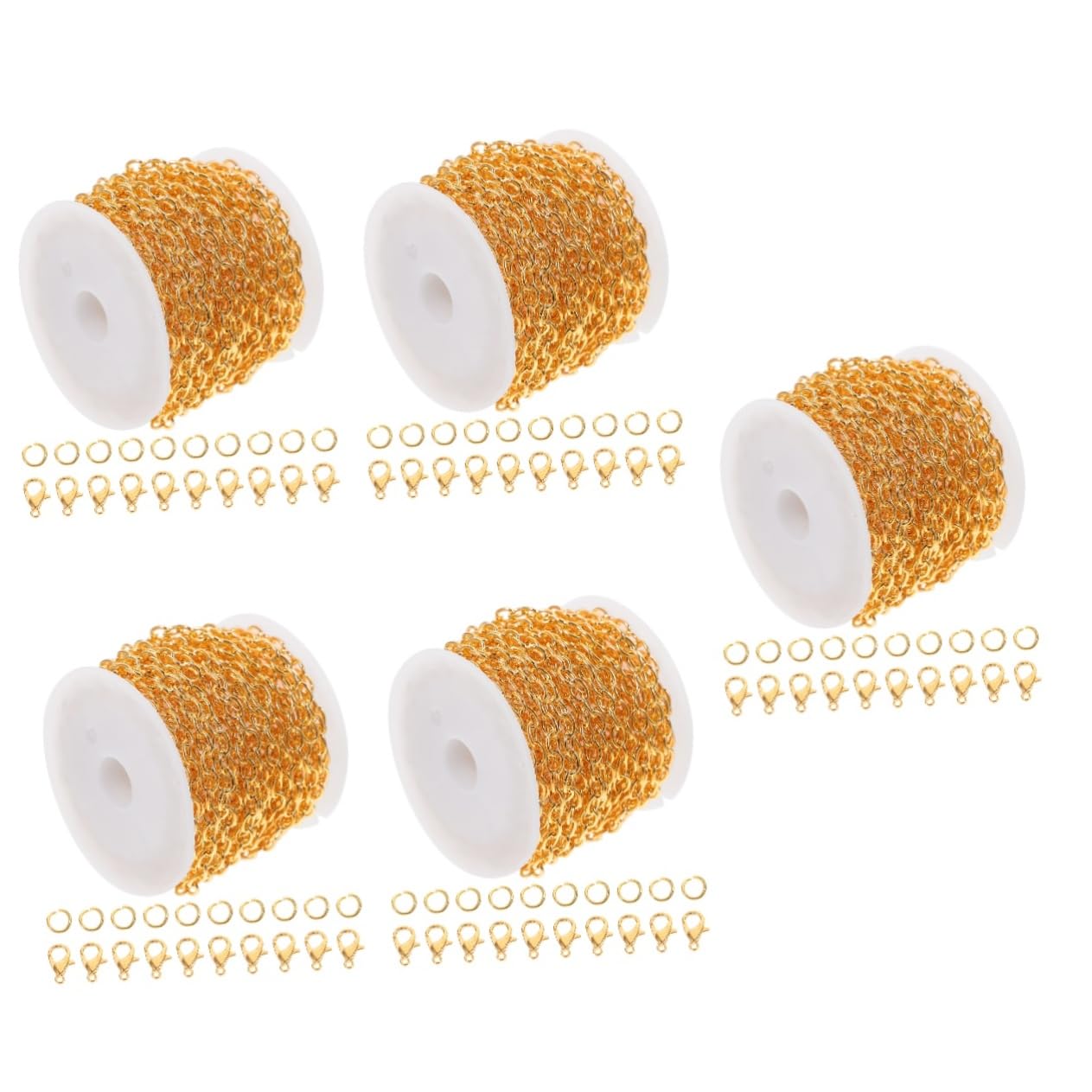 5sätze Ketten Schmuckherstellung Goldene Kreuzkette Mit Ringen Und Karabiner-verschlüssen Für Halsketten Armbänder Und Fußschmuck Hochwertige Metallkette Für Kreatives
