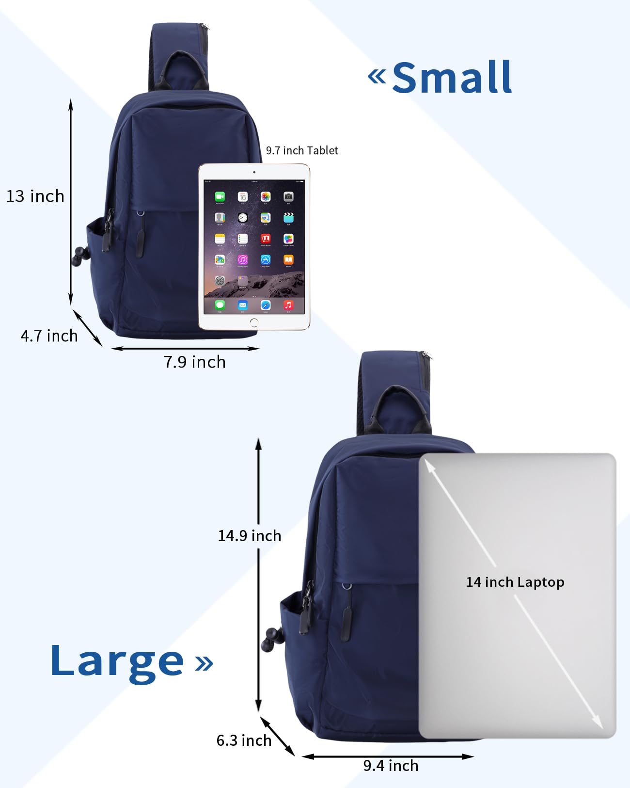Seoky Rop Mochila bandolera para hombre y mujer, ligera, resistente al agua, para viajes, Azul, S, Mochilas Sling