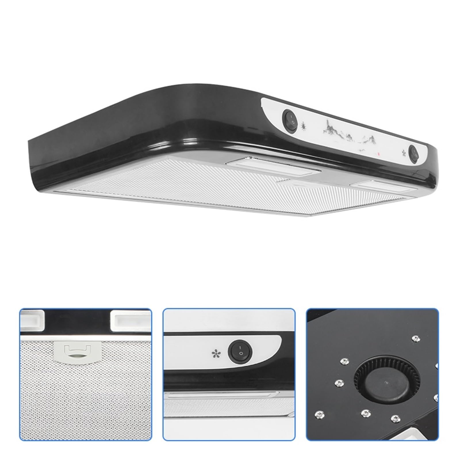 Campana extractora de cocina de 12 V con dos luces LED extraíbles y limpia for vehículos pequeños, utensilios de cocina for caravanas y autocaravanas Para modificaciones interiores y exteriores