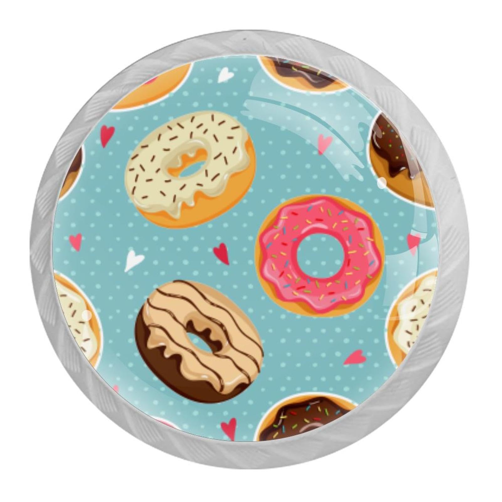 Tqmspg Multi02 4 Pieces Drawer Pulls Donuts Pattern Door Knobs Dresser Handles For Kitchen Wardrobe Cupboard Hardware Furniture