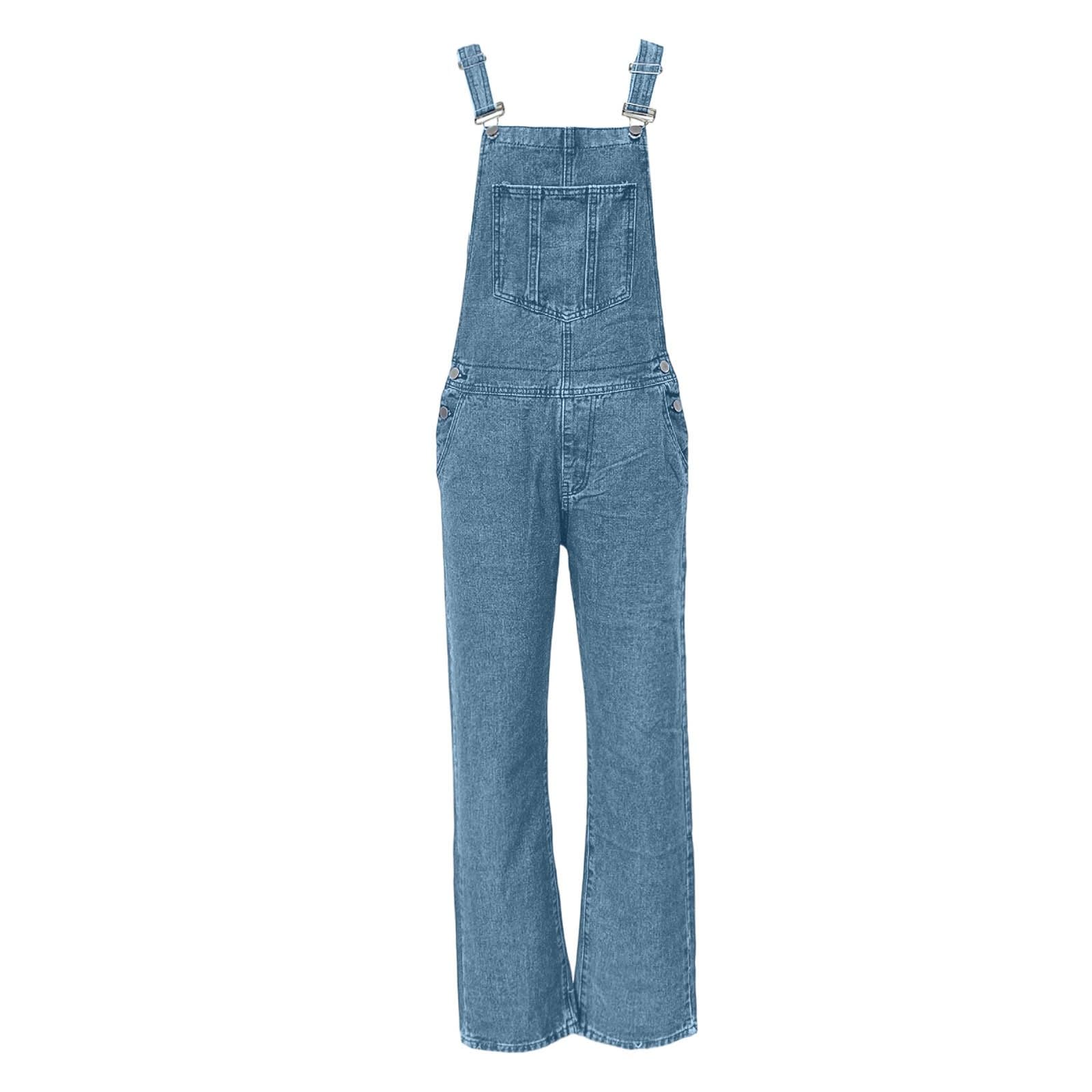 Genérico Mono Vaquero Sin Tirantes para Mujer Talla Grande Tejido Elástico Holgado Cómodo con Bolsillos Informal Diario