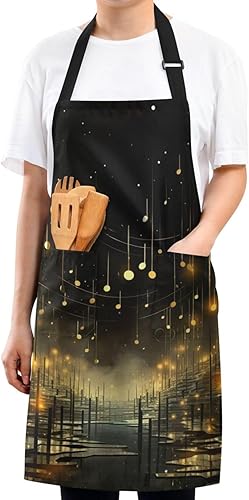 Miniatura 8 de RPLIFE Delantales de chef con degradado azul, delantal impermeable, delantales para mujer con bolsillos, accesorios de cocina para hombres