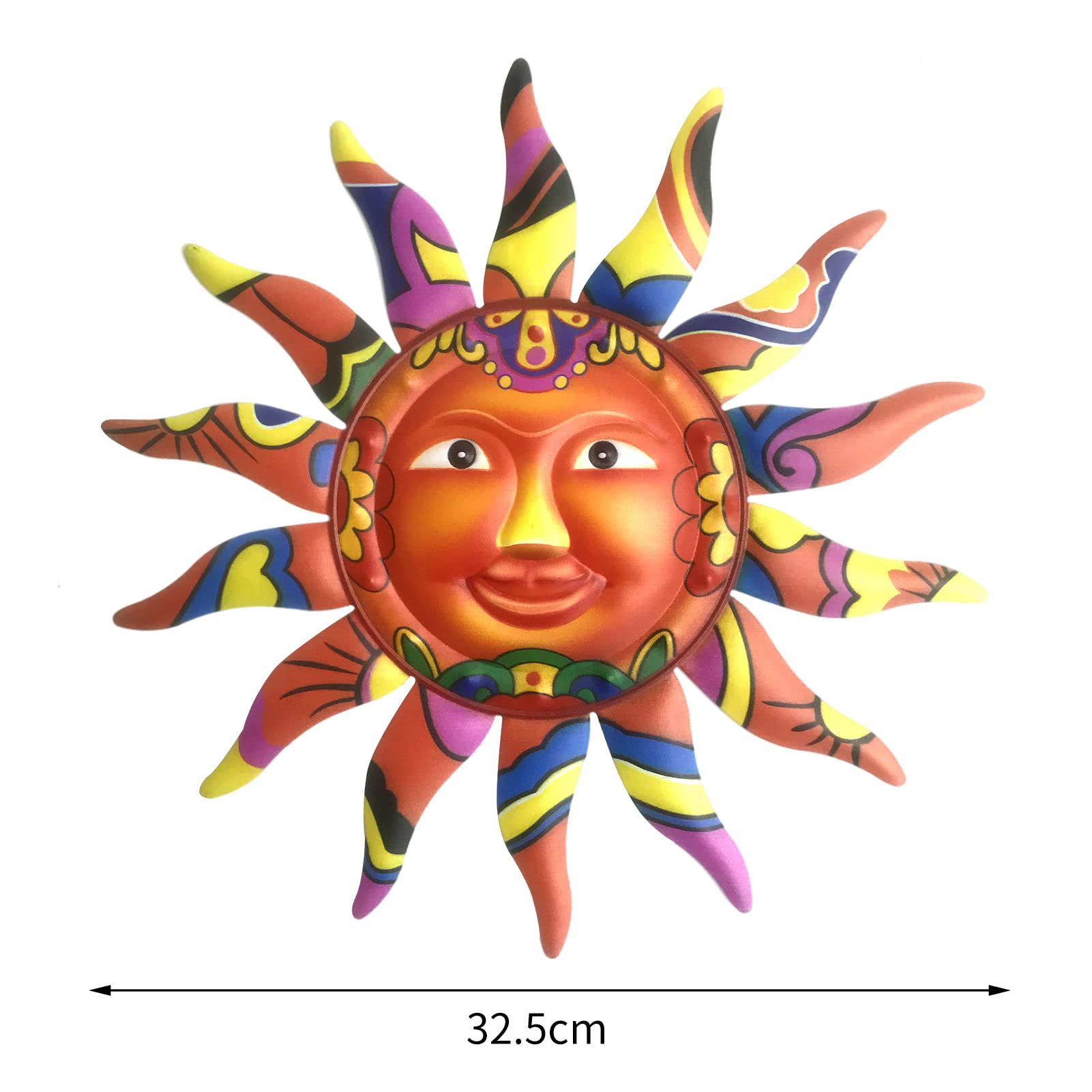 Decorazione Parete Sole E Luna In Metallo - 29,5 Cm - Design 3D Per Esterno E Interno - Ideale Per Giardino, Casa