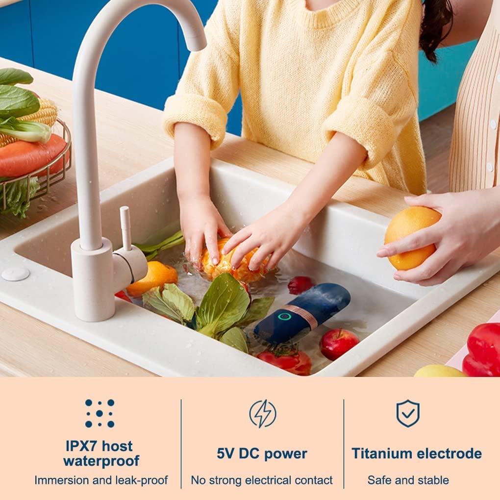 Urządzenie do czyszczenia owoców, przenośna maszyna do czyszczenia owoców i warzyw, 4400 mAh w kształcie kapsułki, ładowana przez USB, automatyczna maszyna do czyszczenia owoców i warzyw, spokojny niebieski SC10.4