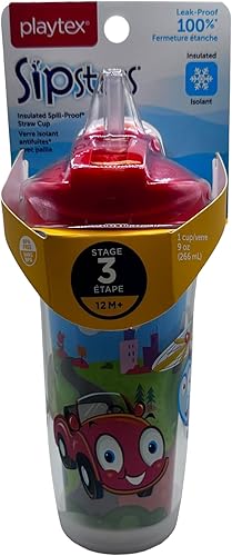 Miniatura 4 de Playtex Baby Sipsters Stage 3 - Vasos con popote a prueba de derrames, a prueba de fugas y aislados, para automóvil, construcción y donosaurio, 9