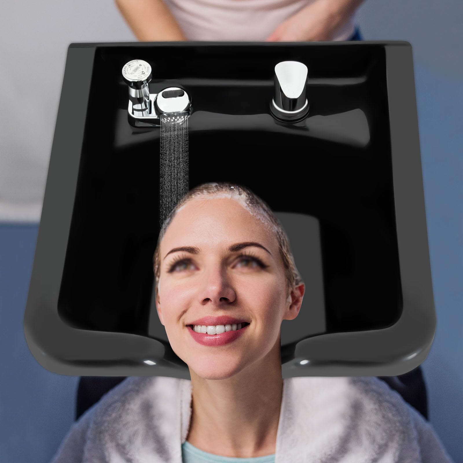 Mobiles Waschbecken Friseur, Friseur Zubehör, Rückwärtswaschbecken 47.5 * 49 * 25cm, Professional Friseur-Waschbecken zu Hause oder oder im Badezimmer