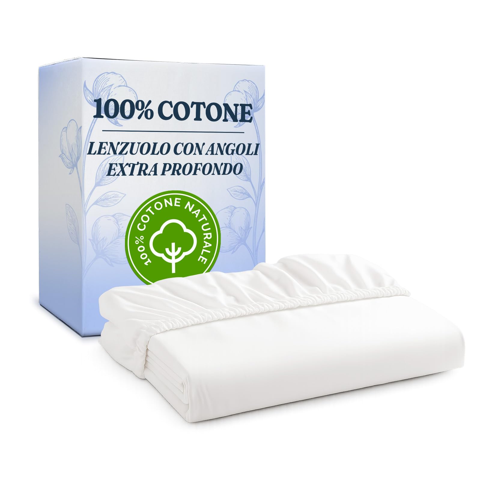 Lenzuolo con angoli 140x200cm - 100% cotone per materassi fino a 40 cm di altezza - Cotone premium 400 fili - Adatto anche per letti a molle - Confezione singola - Certificato OEKO-TEX - Bianco
