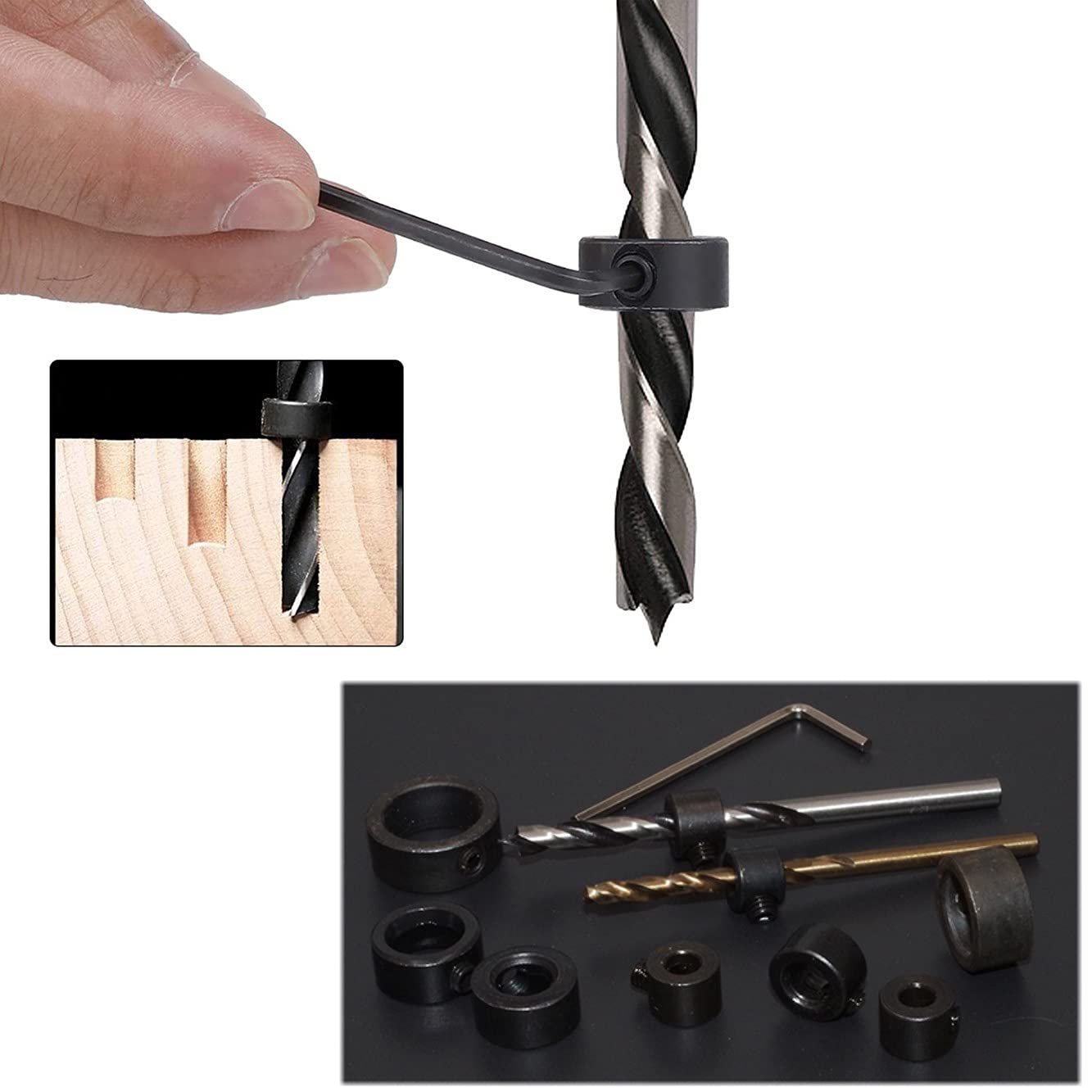 3pcs/Set Adjustable Drill Bit Depth Stop 3-13mm Drill Bit Stop Collar