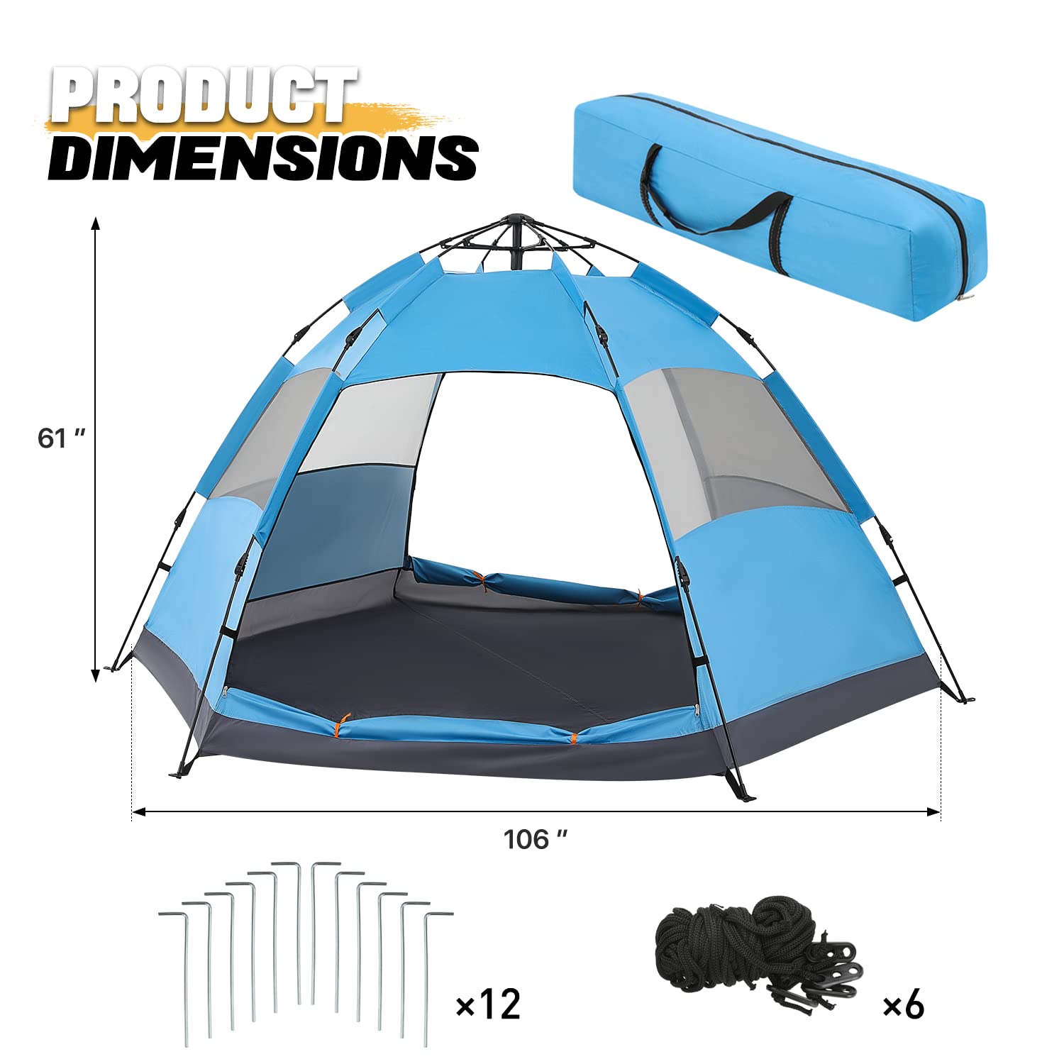 MoNiBloom Camping Tent 1-2 Person Dome Tent Ultralight Easy Set Up and Carry Family Tent Backpacking Portable Lightweight Tent for Outdoor Beach Backpacking Hiking Car Trip, Blue