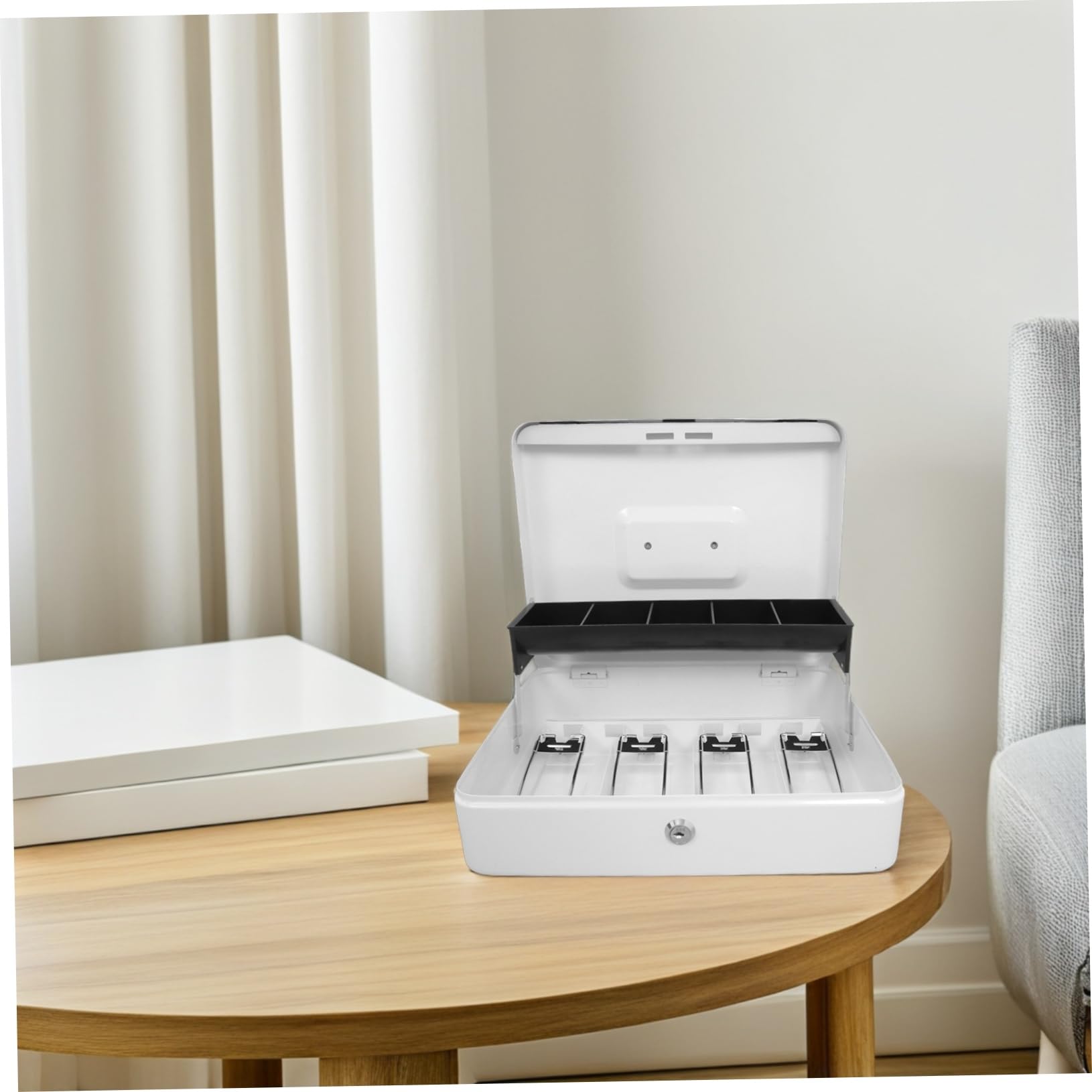 GALPADA Caja de Caudales con Llave para Seguridad Caja de Seguridad Pequeña para Dinero y Organizador de Almacenamiento con Cerradura para Comercios y Hostelería