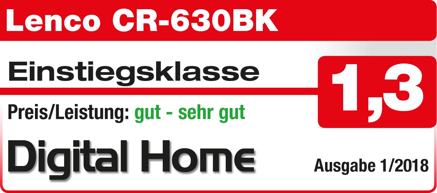 Lenco CR-630 DAB+ Radiowecker - Uhrenradio mit DAB+ und FM - 20 Senderspeicher - Schlummerfunktion - 2 x 2 Watt RMS - LCD-Display dimmbar - USB Ladefunktion - schwarz, 67 x 128 x 256 mm