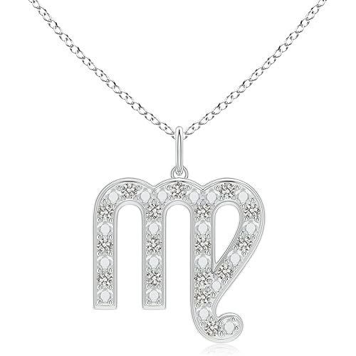 Angara Virgo Sun Sign Zodiac Natural Diamond Pendant Necklace in Sterling Silver for Women(Color-K, Clarity-I3) |Astrology Jewelry Gift for her