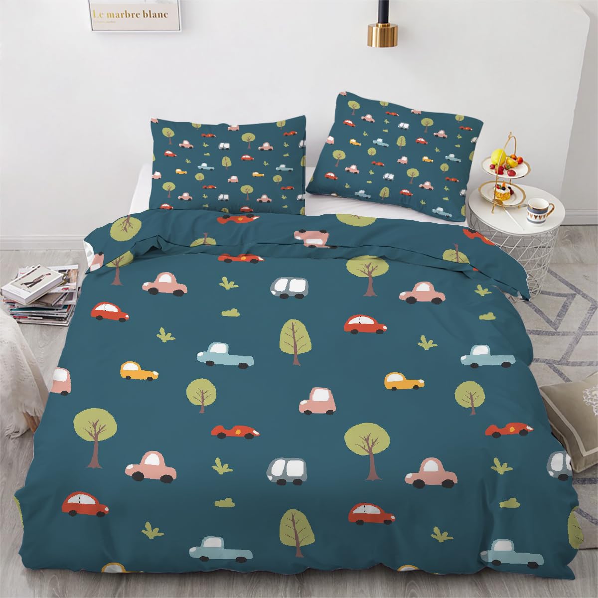 Housse de Couette 240x260 Voiture Anti-Plis en Microfibre Douce avec Zip