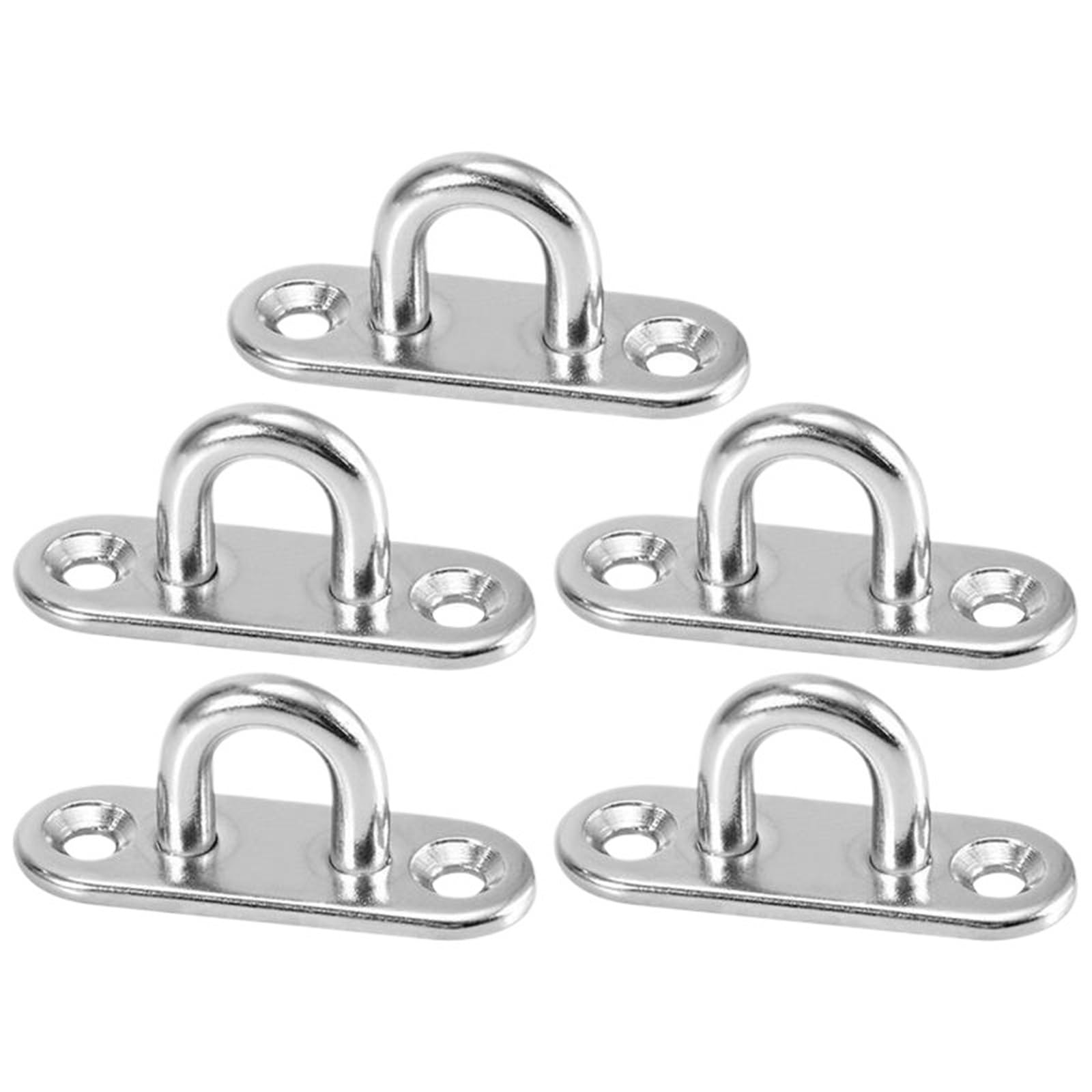 LTYKNGH Eye Plate 3/5 pcs Hook Eye Plate Heavy Oblong Duty Steel Stainless Pad U Boat Ceiling Hanger Ring Garage Hammock(5pcs,M6 6x2x2.5cm)