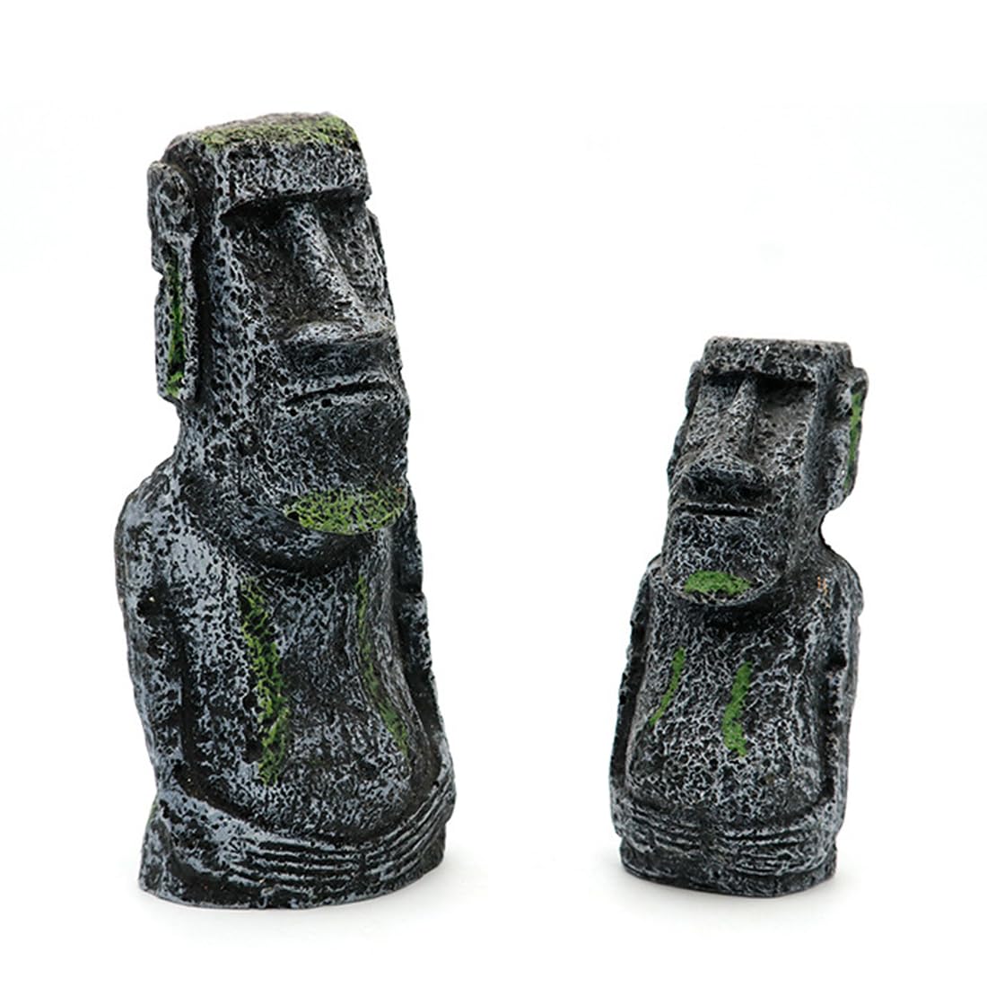 GNHG Decoración de Acuario, Estatua de Isla de Pascua, decoración de pecera, decoración de Acuario, Estatua de Resina Romana Antigua, Isla de imitación de Piedra, Paquete de 2