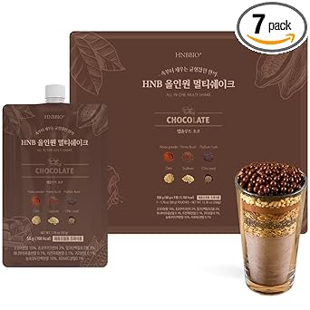 Korean Food All-In-One Multi Shake New Chocolate(50g*7 Packs) Dietary Fiber, Essential Amino Acids, Vitamins, 7-Day Convenient Individual Packs(12.35 oz)