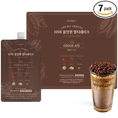 Korean Food All-In-One Multi Shake New Chocolate(50g*7 Packs) Dietary Fiber, Essential Amino Acids, Vitamins, 7-Day Convenient Individual Packs(12.35 oz)