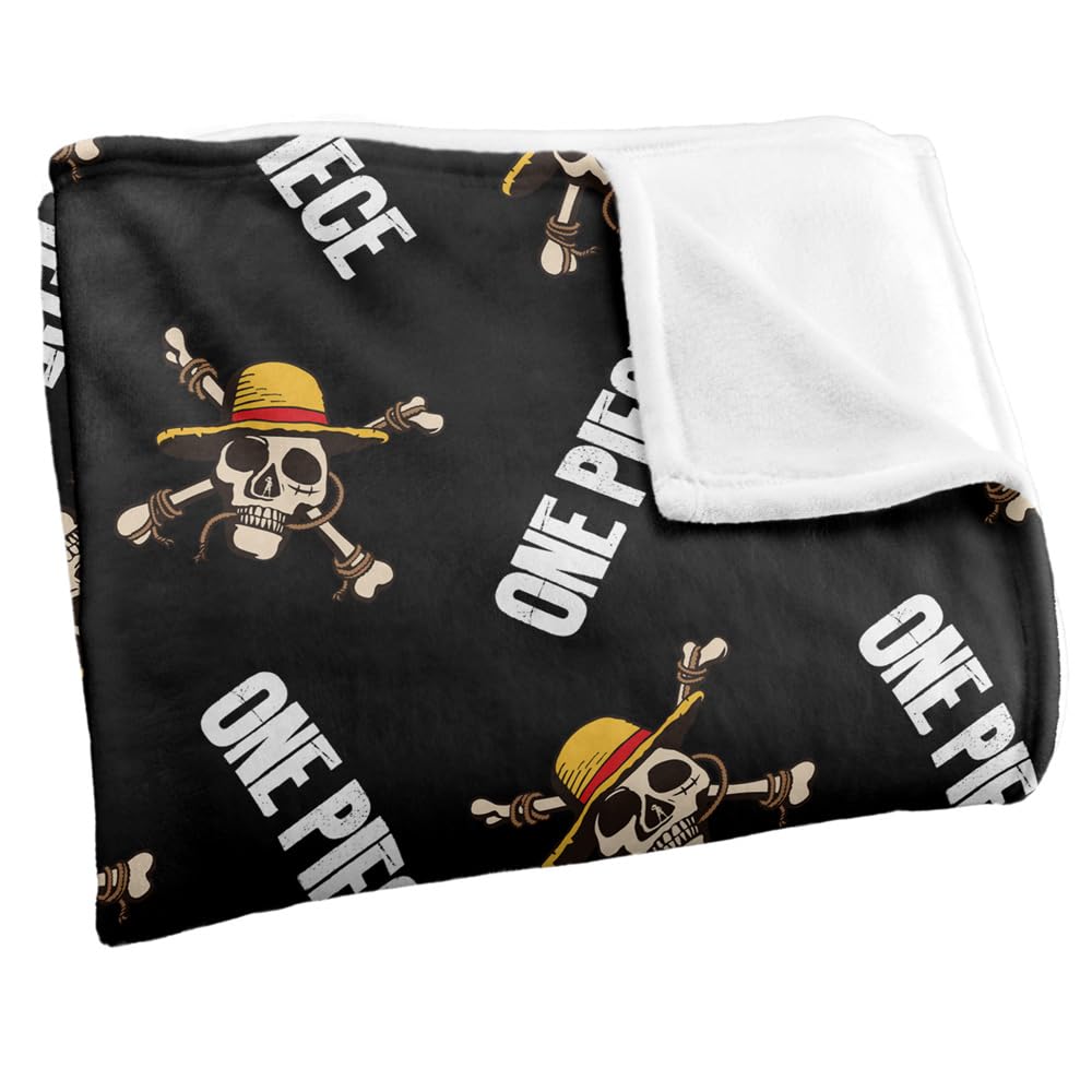 One PieceEinteilige, Optimalweiche Kuscheldecke mit Jolly-Roger-Muster, Silky Touch, 152 x 127 cm