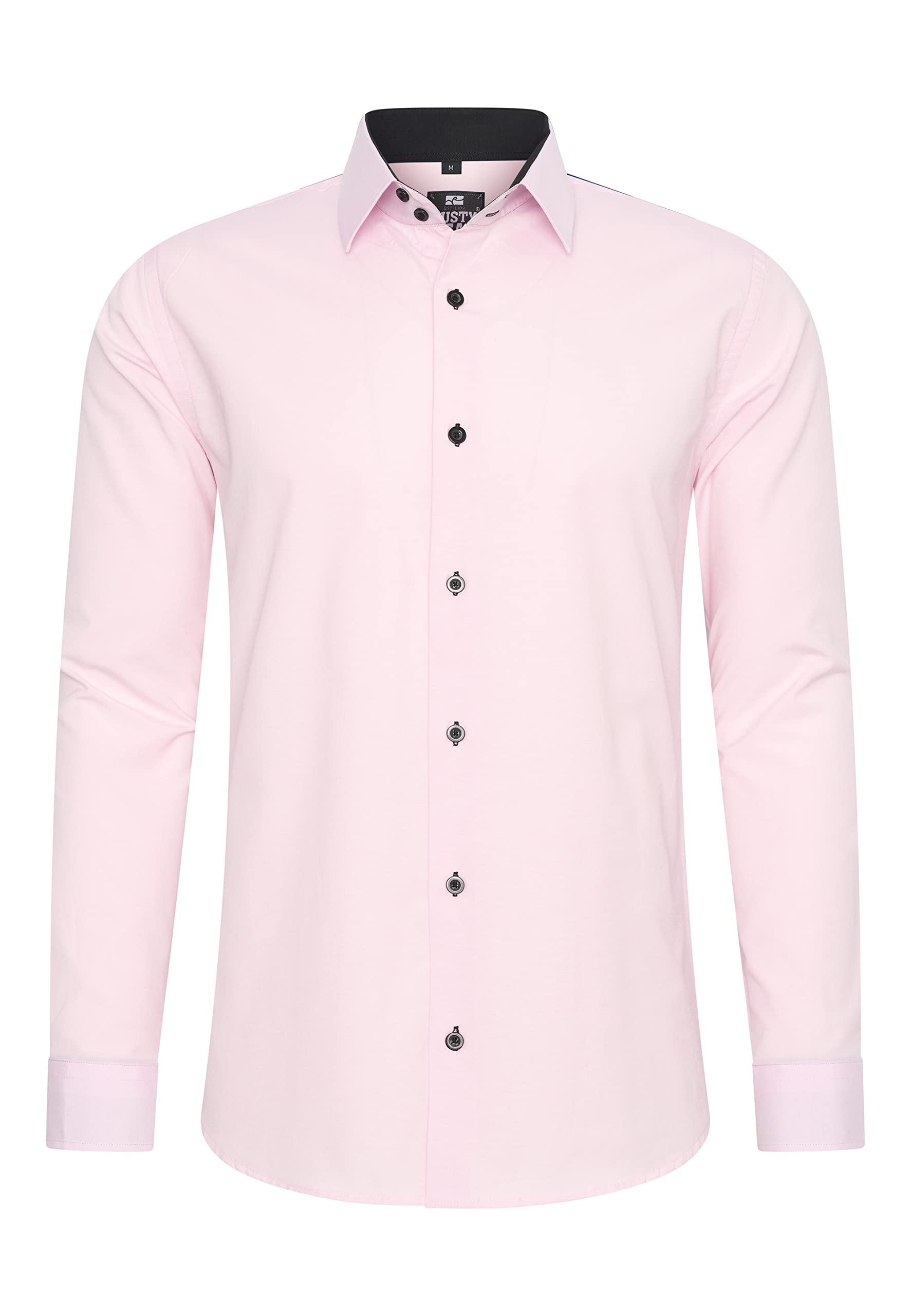 Rusty NealMen's Shirt Premium Slim Fit Long Sleeve Stretch Contrast Shirt Business Shirts Casual Shirt, pink, XXL