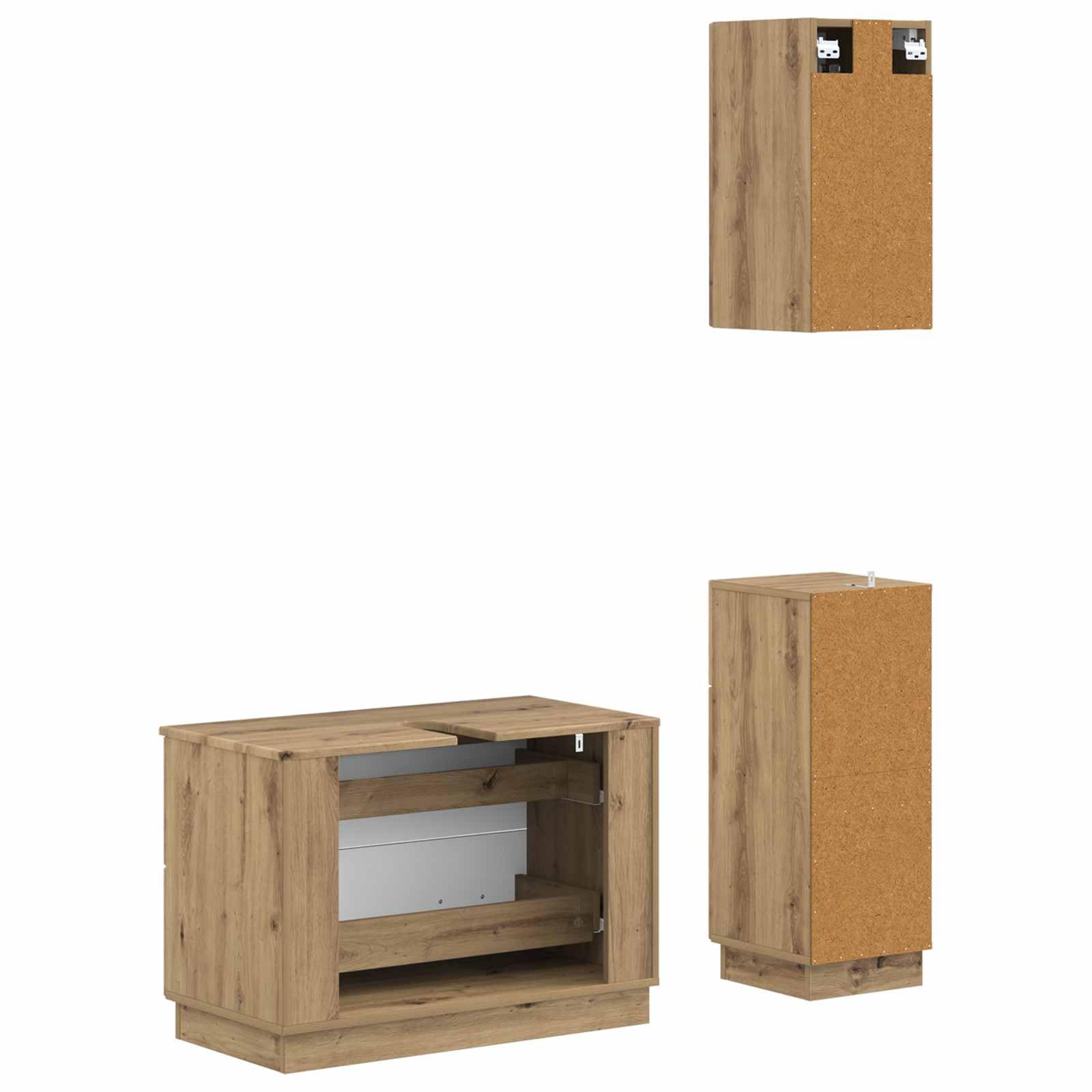 Juego de Armarios de Baño de 3 Piezas HOORN Roble Artisan