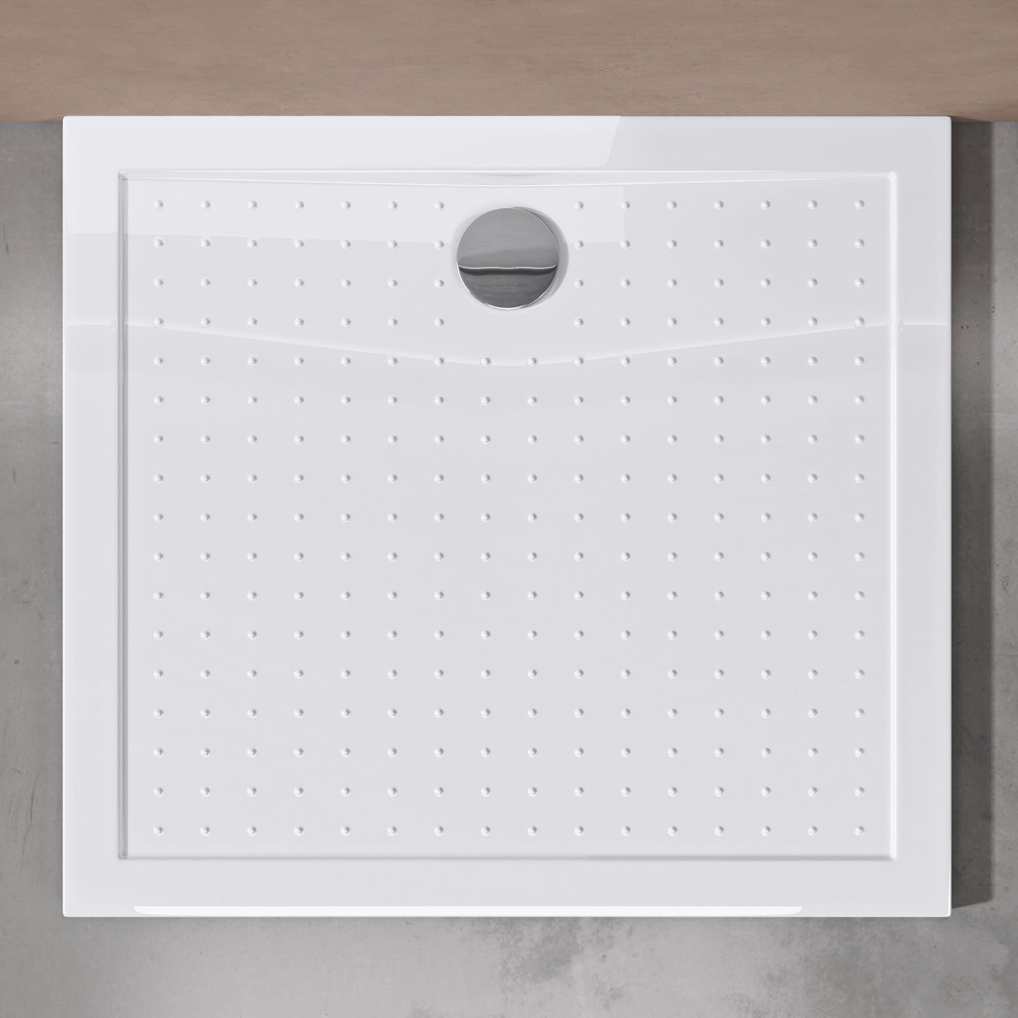 doporro Piatto Doccia 70x80 Rettangolare in Acrilico Bianco Lucido H 4 cm Ultraslim con Design Antiscivolo - Lucia02AR