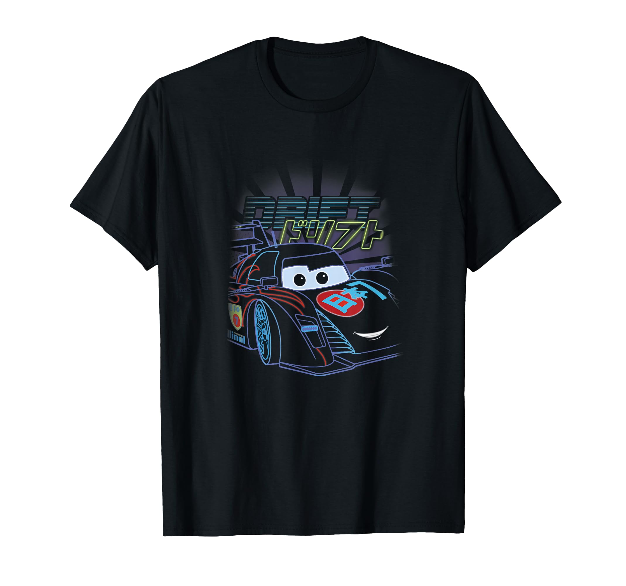 Disney Pixar Cars 2 Drift Shu Todoroki Vintage Neon Logo T-Shirt