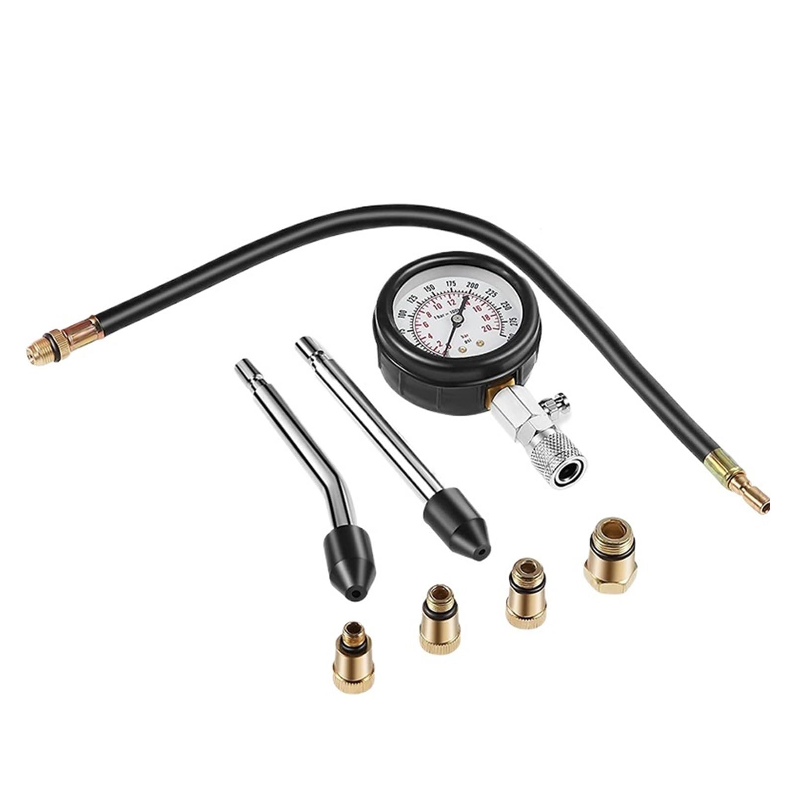 Kit Tester di Compressione for Motori A Benzina, Manometro Professionale for Bombole G326 for Set di Strumenti Automatici for Motori A Benzina (0-300 PSI) per Auto, Moto, Camion(No Box)