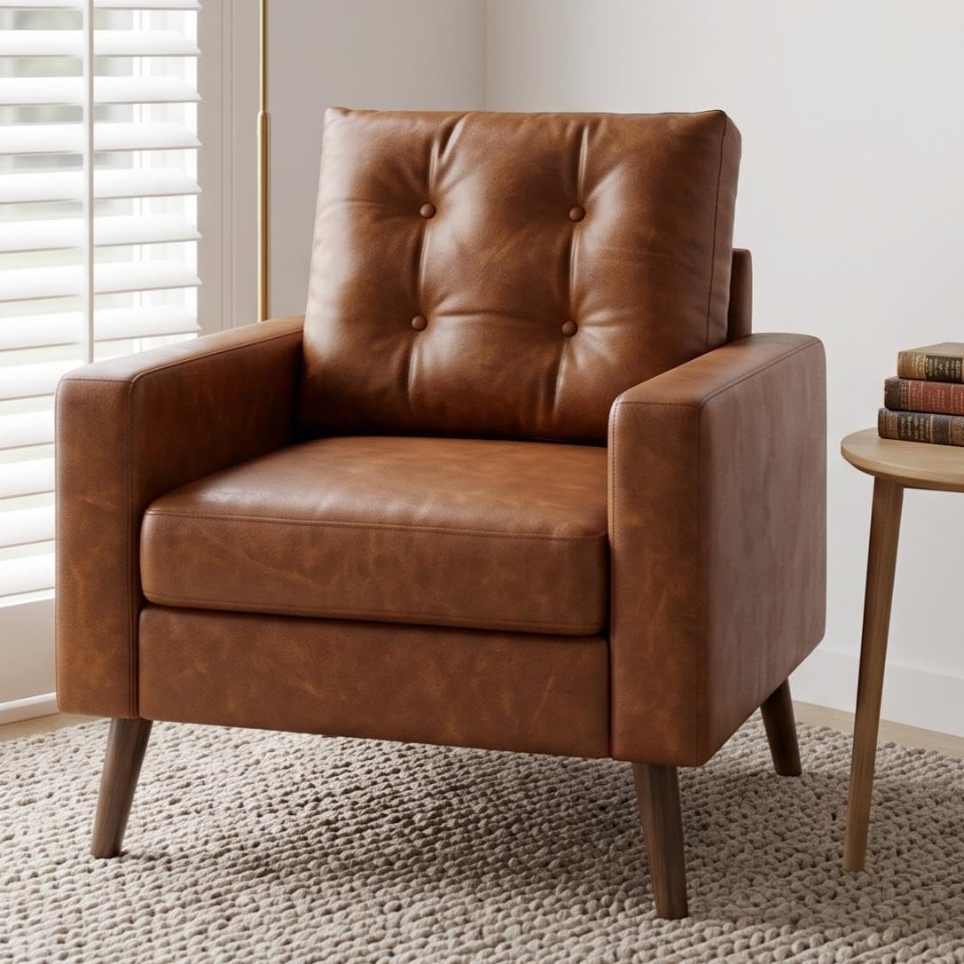 camel leather accent chair